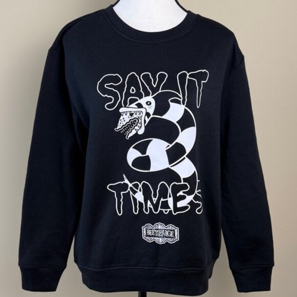 Beetlejuice Tops - Beetlejuice Sweatshirt Say It 3 Times Snake Graphic Warner Bros Black S NWT
